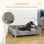 PAWHUT Canapé lit panier pour chien moderne avec coussin doux et lavable, pieds en bois - gris
