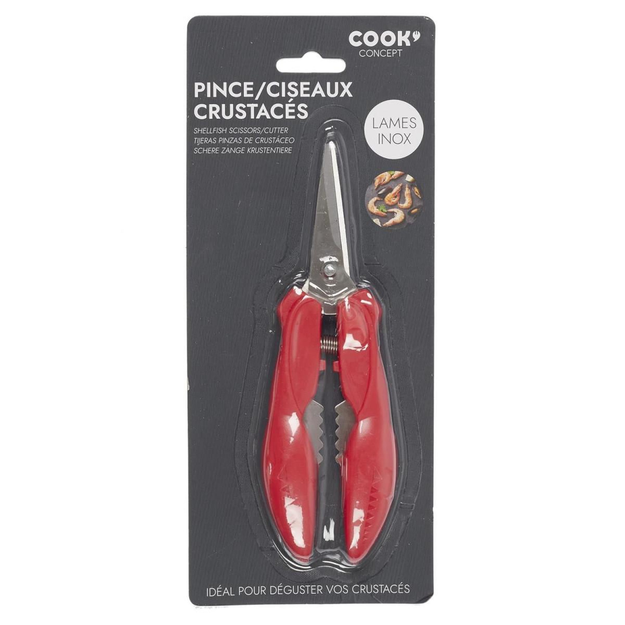 Voir la diapositive 2 : COOK CONCEPT Ciseaux Pince à Crustacés  Krabs  17cm Rouge