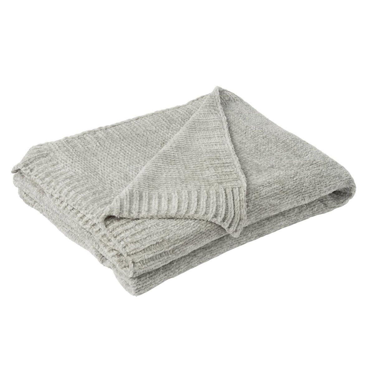 Paris Prix Plaid Uni Chenille  Bradly  130x170cm Gris