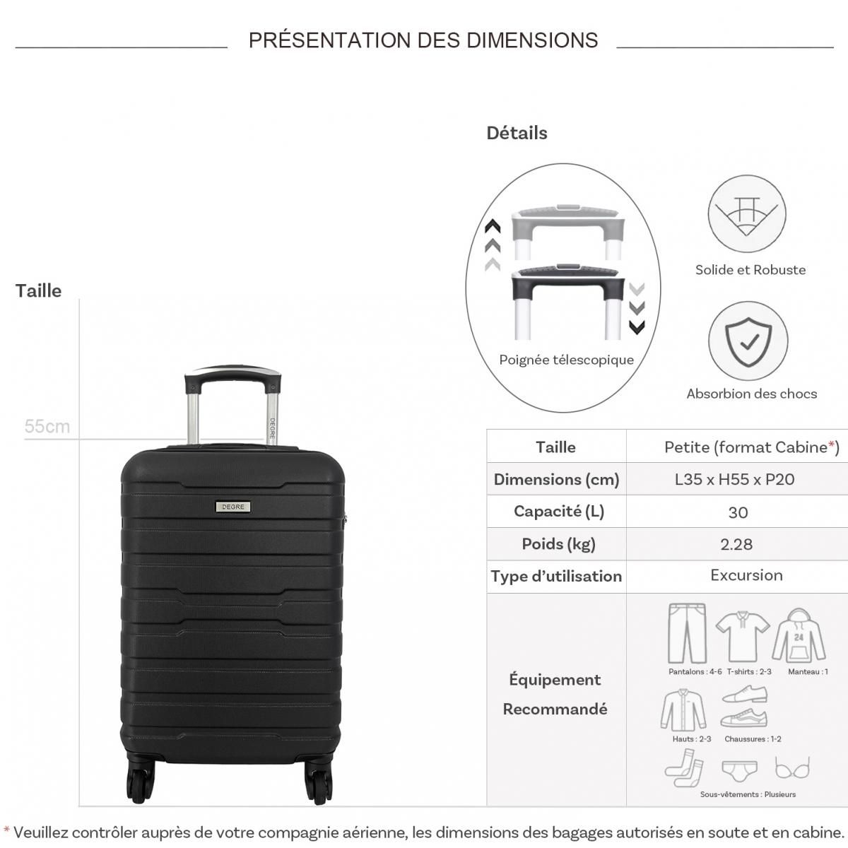 Degré Valise cabine passe-partout rigide 55cm