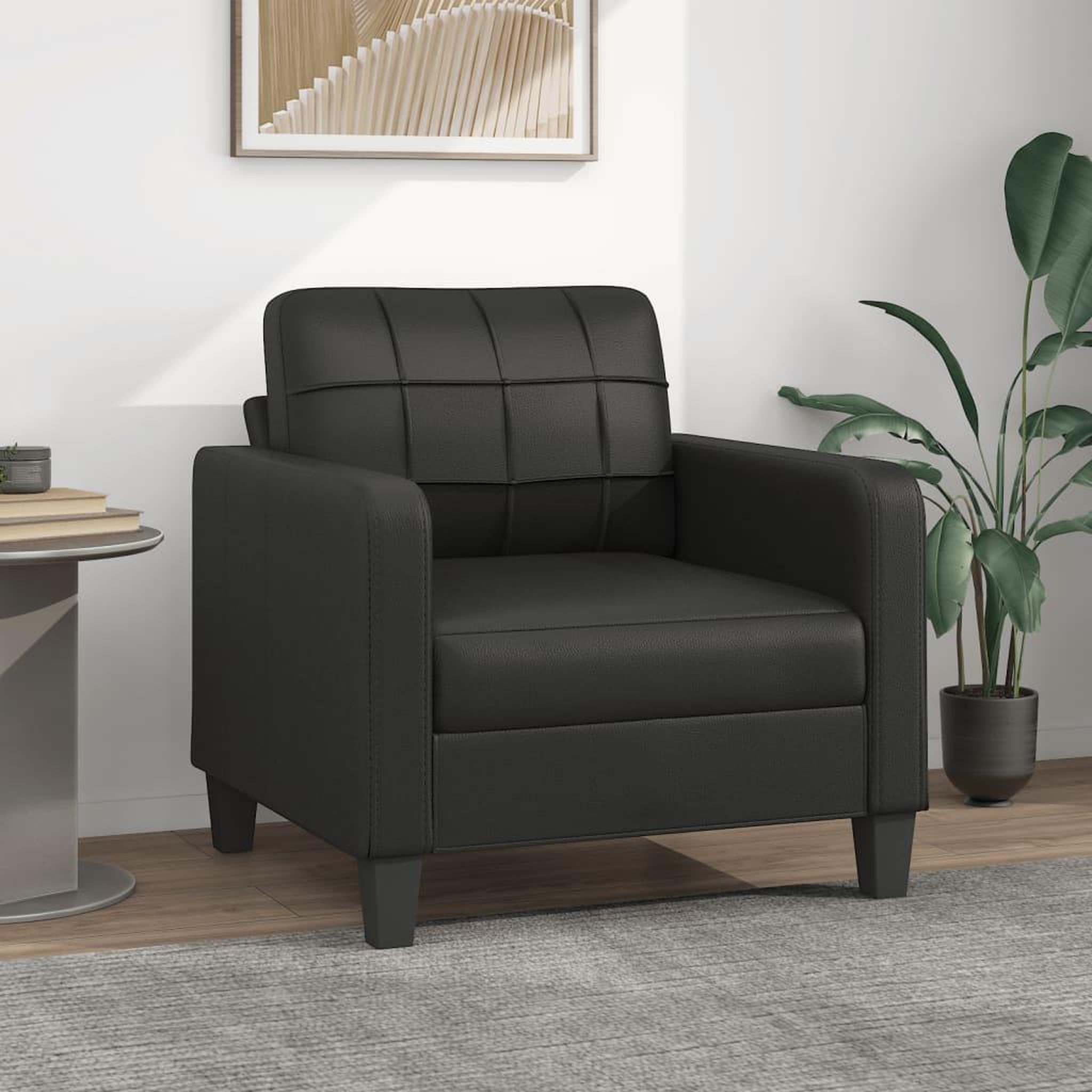 VIDAXL Fauteuil Noir 60 cm Similicuir