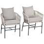 Voir la diapositive 1 : OUTSUNNY Lot de 2 fauteuils de jardin avec coussins métal cordes PE noir gris