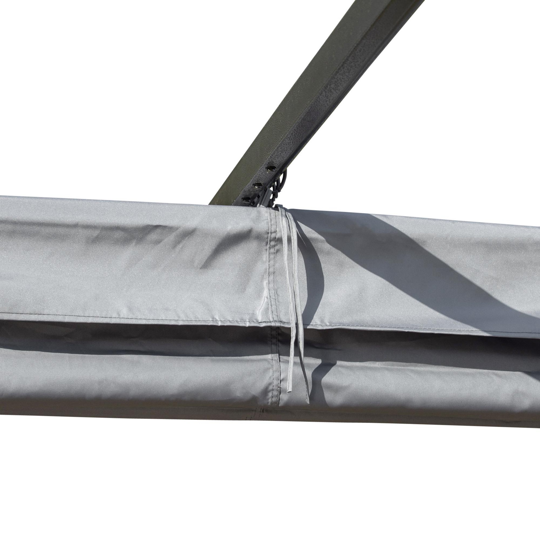 Voir la diapositive 5 : OUTSUNNY Pergola rétractable 3L x 3l x 2,30H m structure métal époxy anticorrosion noire + toile polyester haute densité 180 g/m² incluse gris