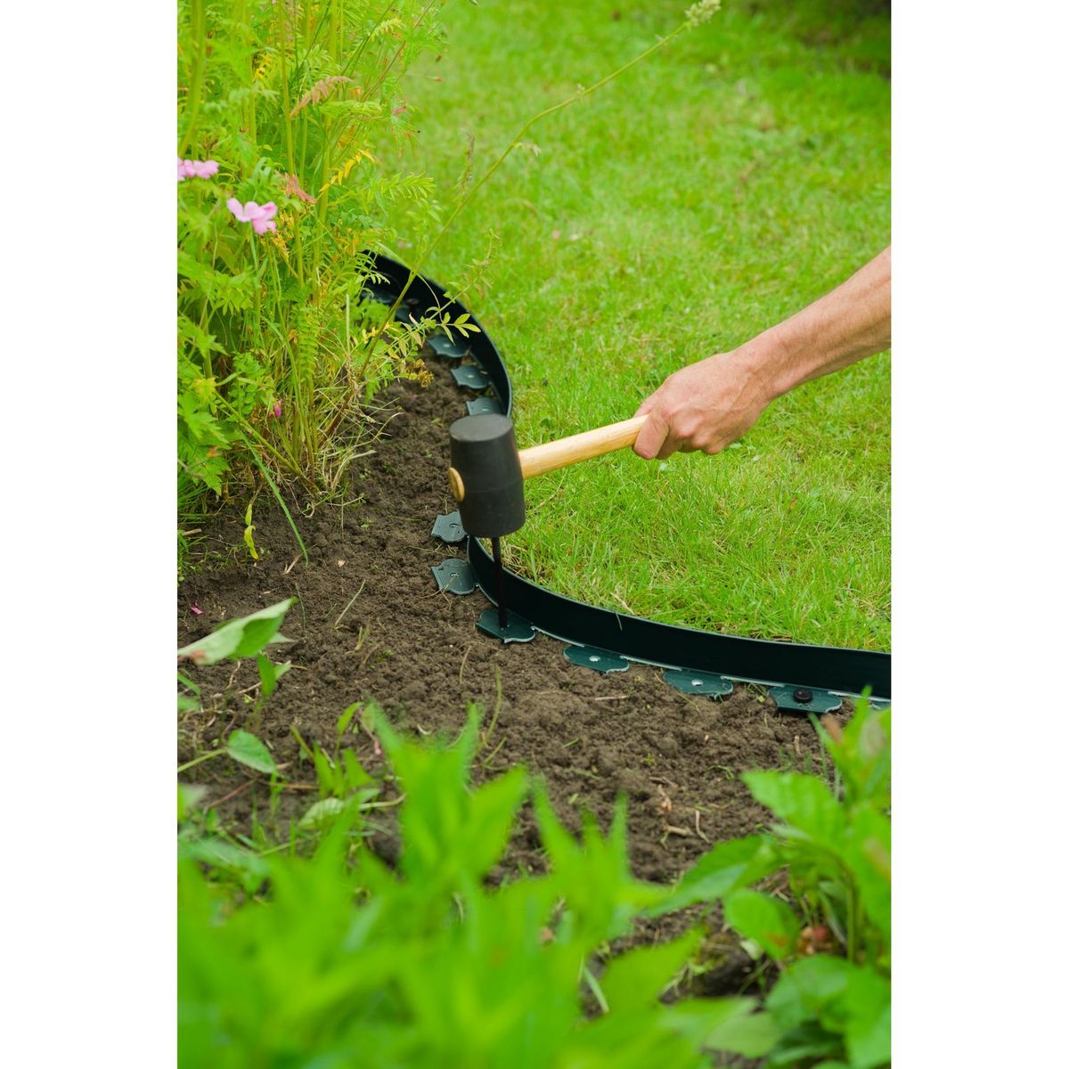 NATURE Bordure à gazon - PE, épaisseur 4 mm, vert - H5 cm x 10 m