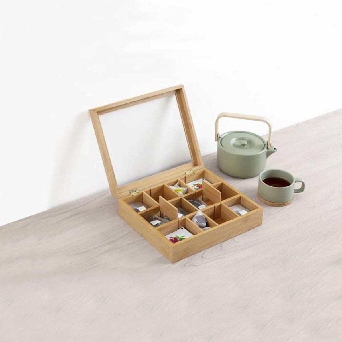 FIVE Boite à Thé 12 Compartiments  Bambou  28cm Beige