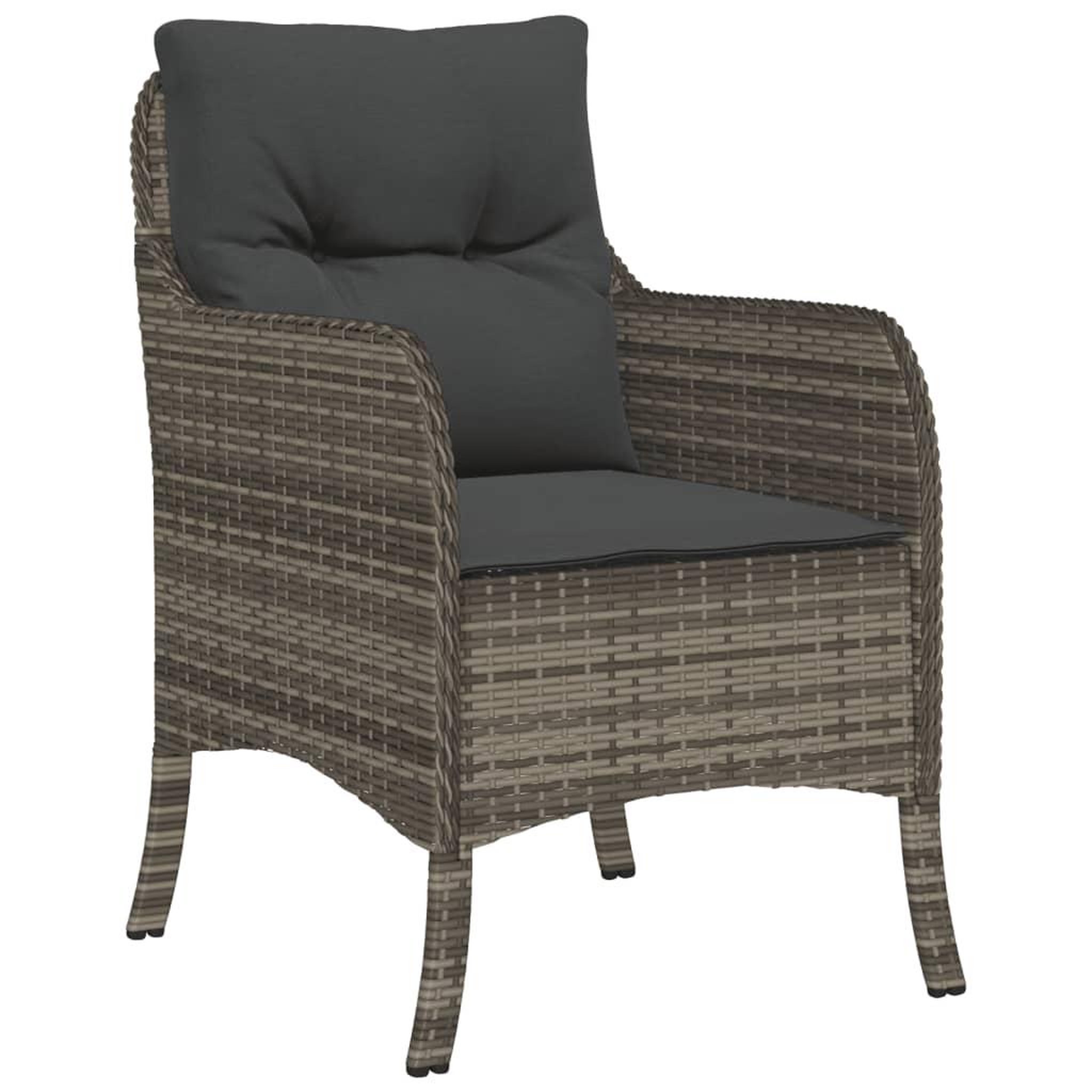 Voir la diapositive 4 : VIDAXL Ensemble a manger de jardin 5 pcs coussins gris resine tressee