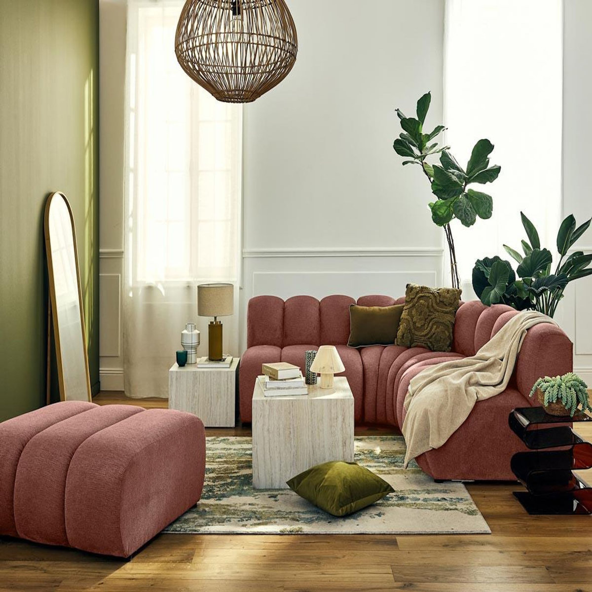 LISA DESIGN Debbie - canapé modulable d'angle réversible 4 places en tissu texturé