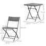 Voir la diapositive 3 : OUTSUNNY Ensemble meubles de jardin design table carré et chaises pliables résine tressée 4 fils métal noir