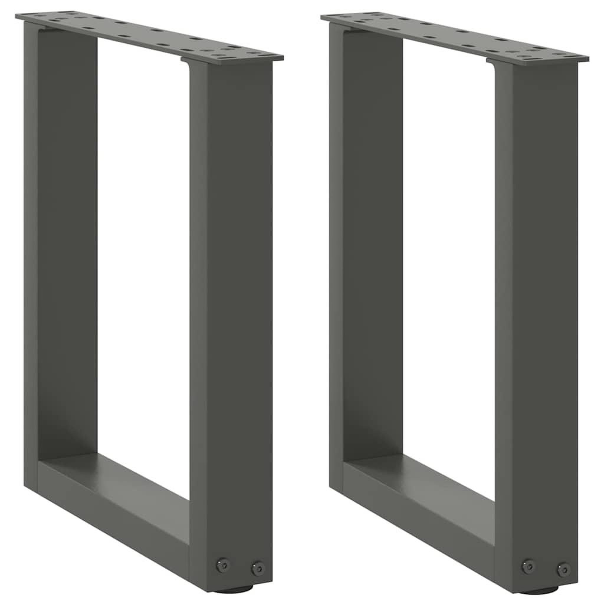 VIDAXL Pieds de table basse forme de U 2 pcs anthracite 38x(42-43) cm