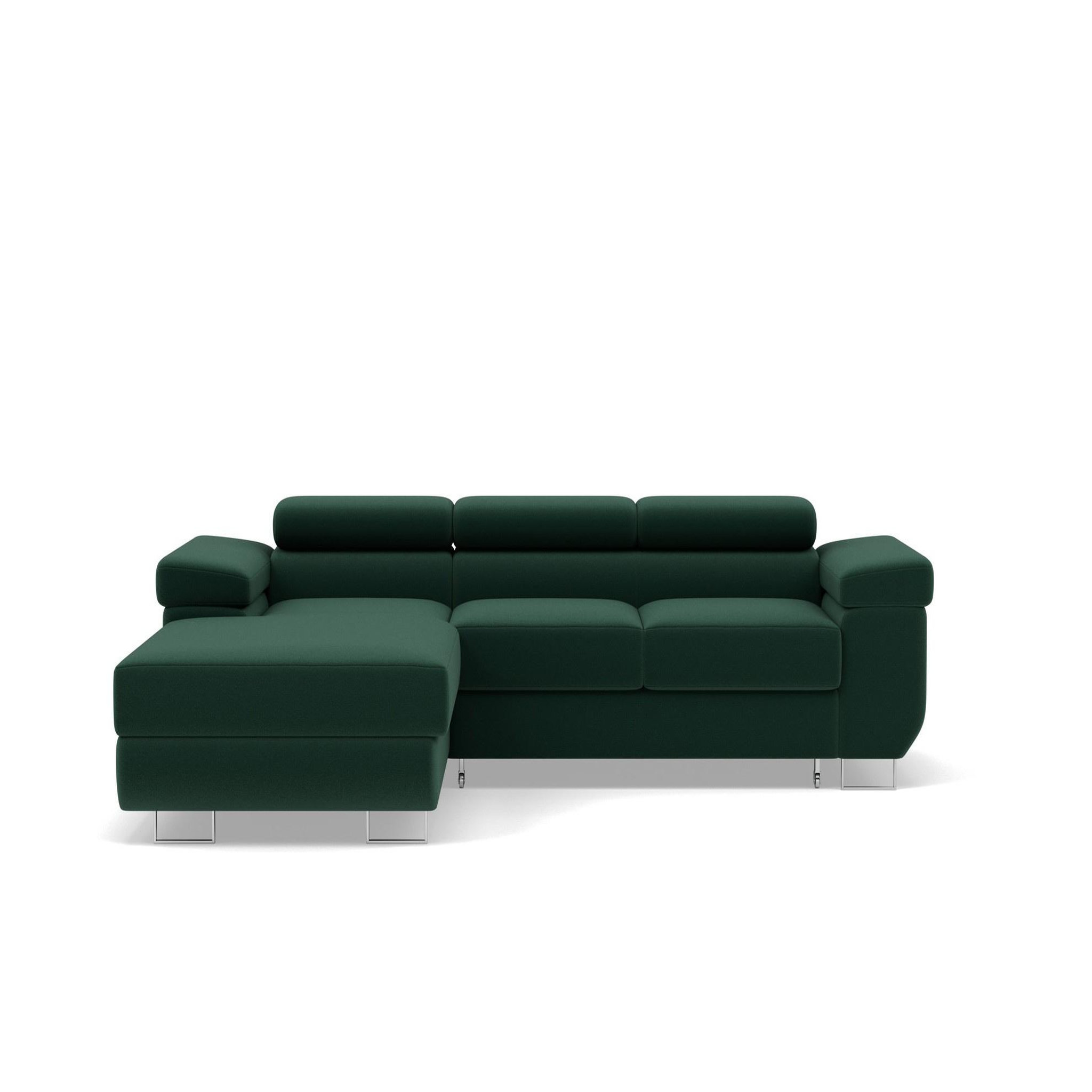 Voir la diapositive 1 : BEST MOBILIER Pablo - canapé d'angle gauche - 6 places - convertible avec coffre et têtières réglables - en velours