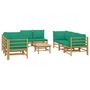Voir la diapositive 3 : VIDAXL Salon de jardin 9 pcs avec coussins vert bambou