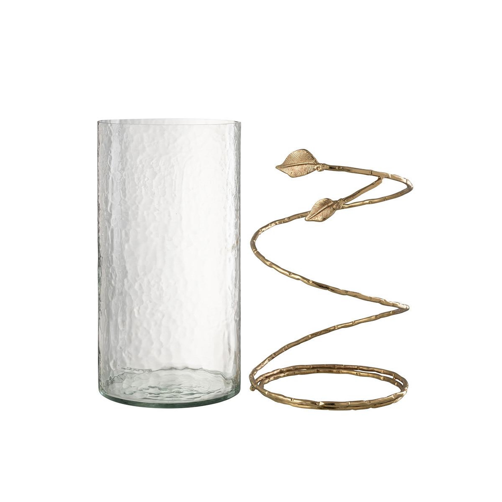 Voir la diapositive 2 : J-LINE Vase en verre feuille  ofelia  34cm transparent