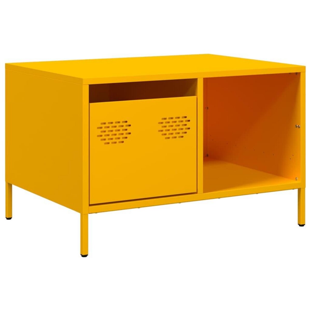 VIDAXL Table basse jaune moutarde 68,5x50x43,5 cm acier lamine a froid