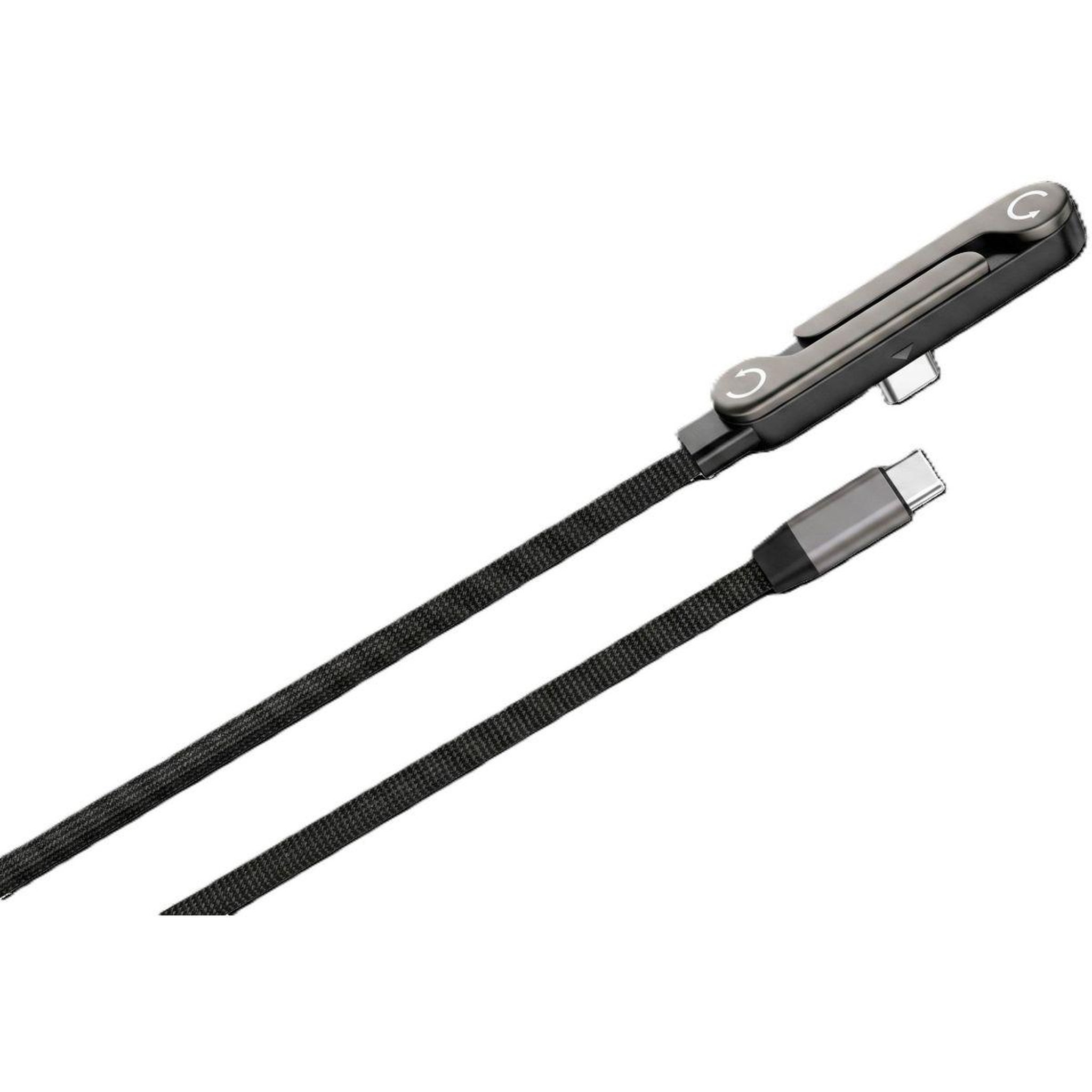Voir la diapositive 2 : FORCE POWER Câble USB 60W USB-C vers USB-C rétractable coudé