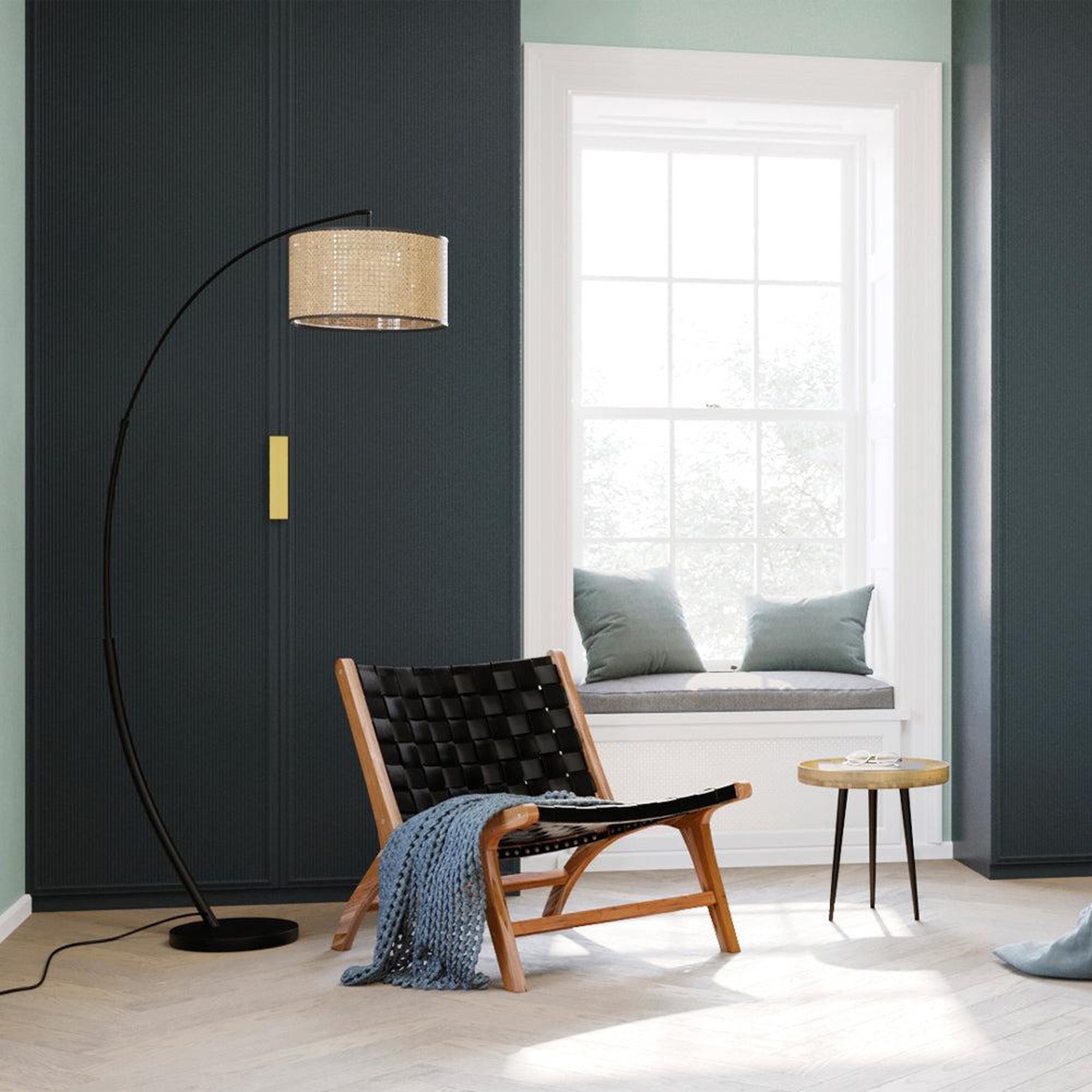 Voir la diapositive 5 : MAISON PAVANE Fauteuil en teck et cuir tréssé noir-kuna