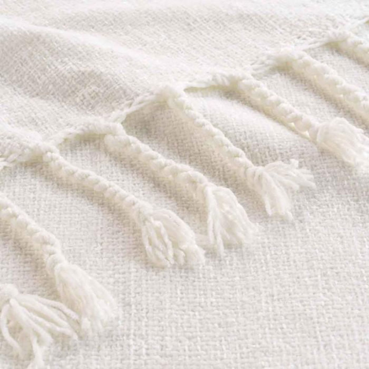 Paris Prix Plaid à Franges Uni  Mélissa  125x150cm Blanc