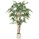 HOMCOM Arbre artificiel plante artificiel banyan H.1,5 m vrais troncs 1116 feuilles grand réalisme