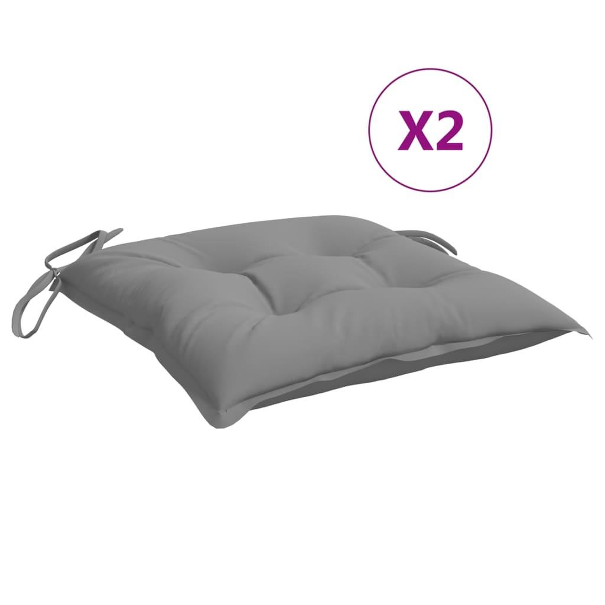 Voir la diapositive 2 : VIDAXL Coussins de chaise lot de 2 gris 50x50x7 cm tissu oxford