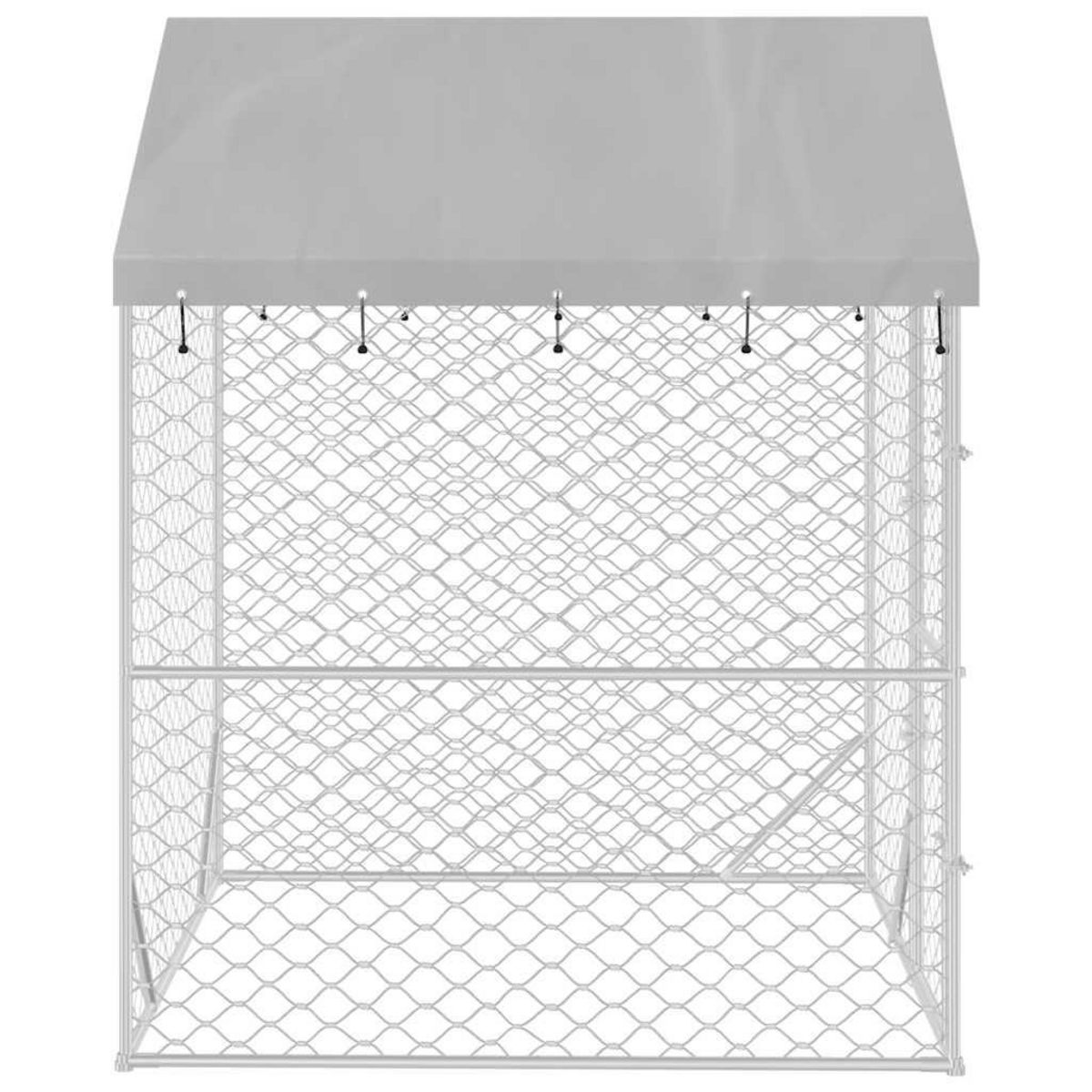 VIDAXL Chenil d'exterieur pour chiens avec toit argente 2x2x2,5 m