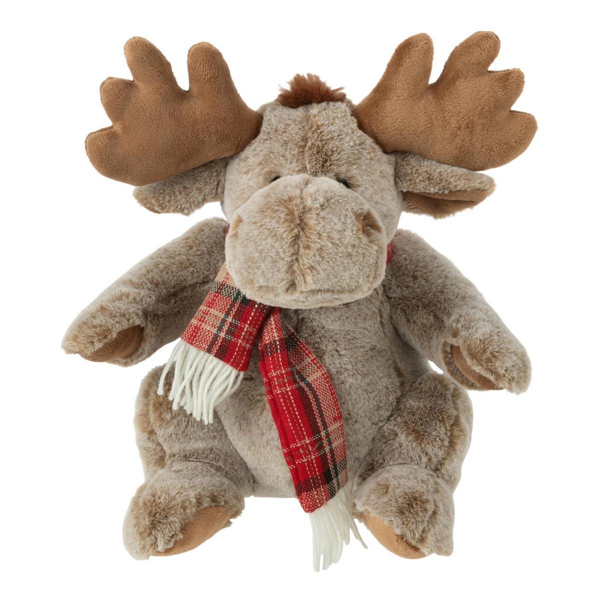 J-LINE Peluche renne  écharpe  30cm marron