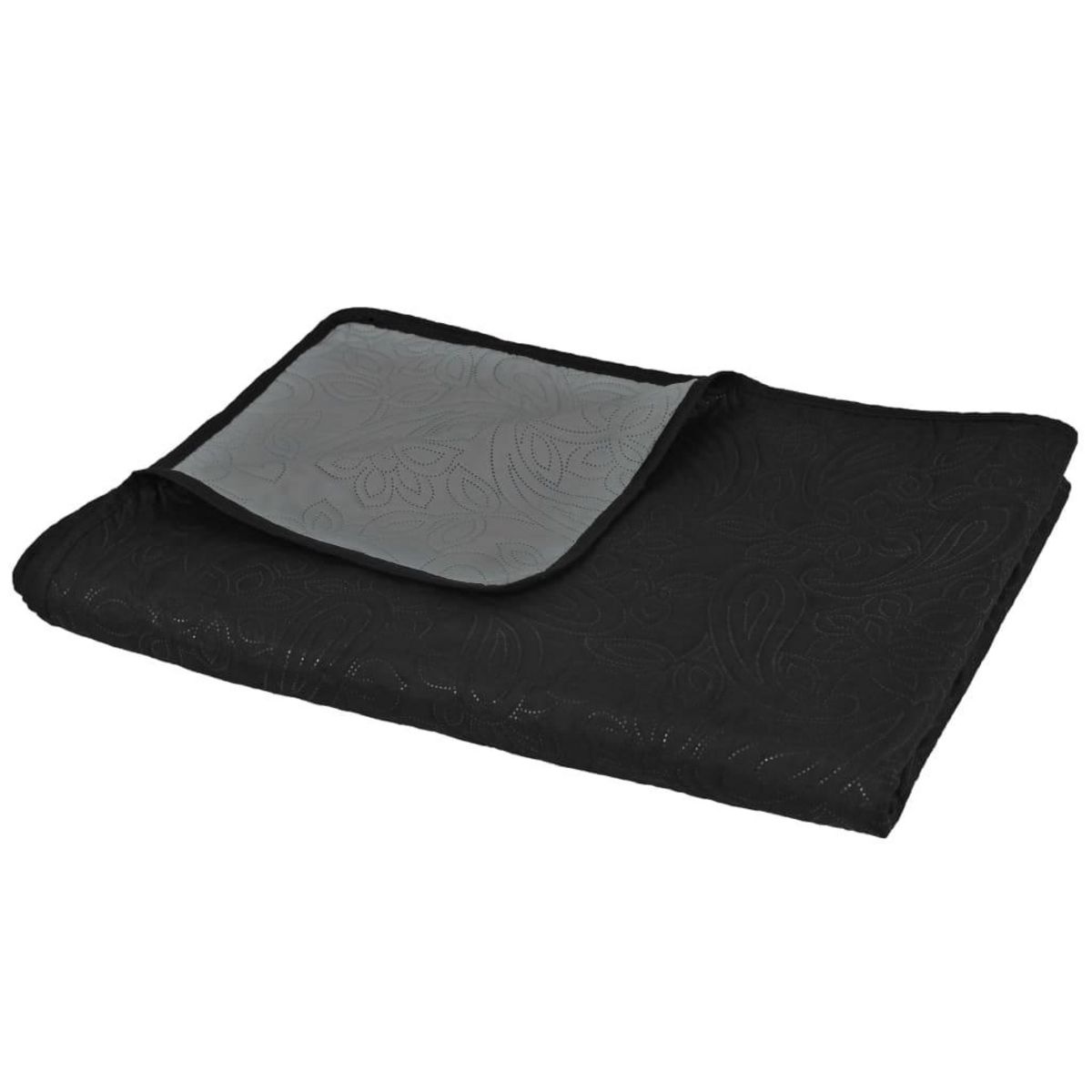 VIDAXL Couvre-lit a double face matelasse 170 x 210 cm Gris et noir
