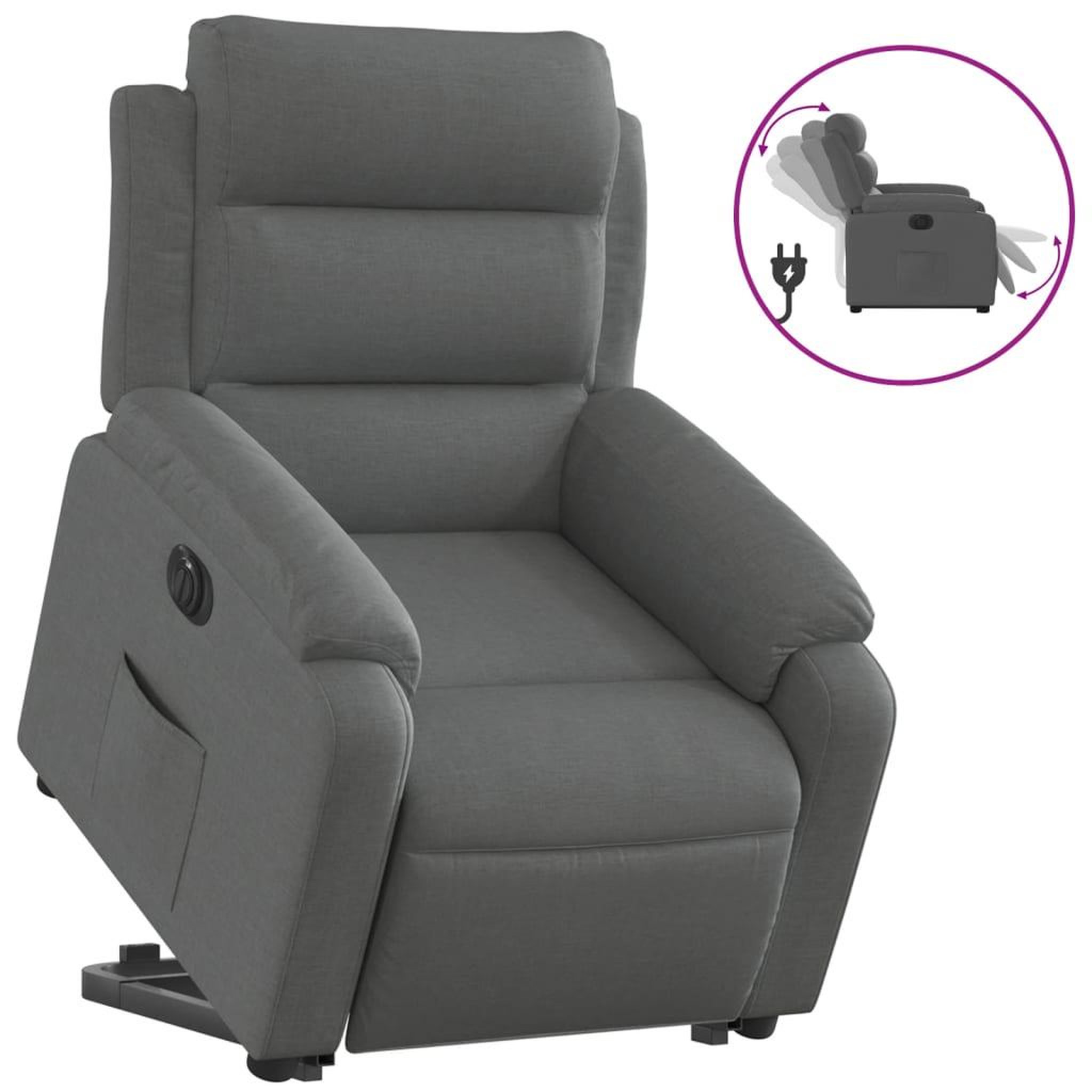 Voir la diapositive 2 : VIDAXL Fauteuil inclinable electrique gris fonce tissu