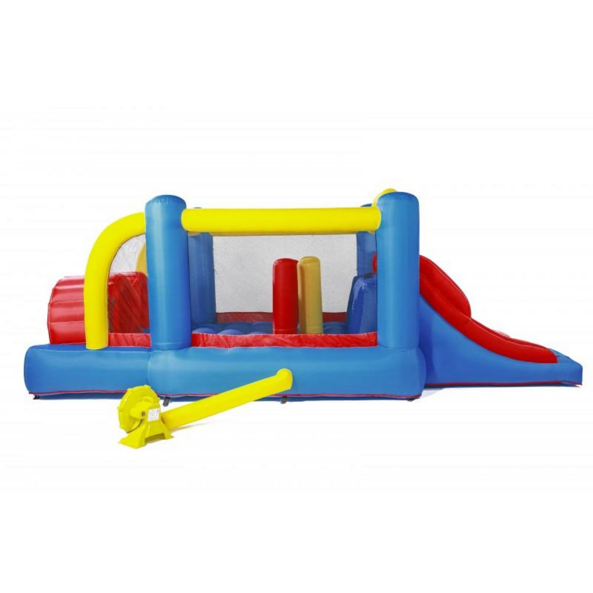 AIRMYFUN Château gonflable : aire de jeux gonflable avec obstacles et double toboggan - surface de jeux : 560 x 255 x 190 cm - Wipe out