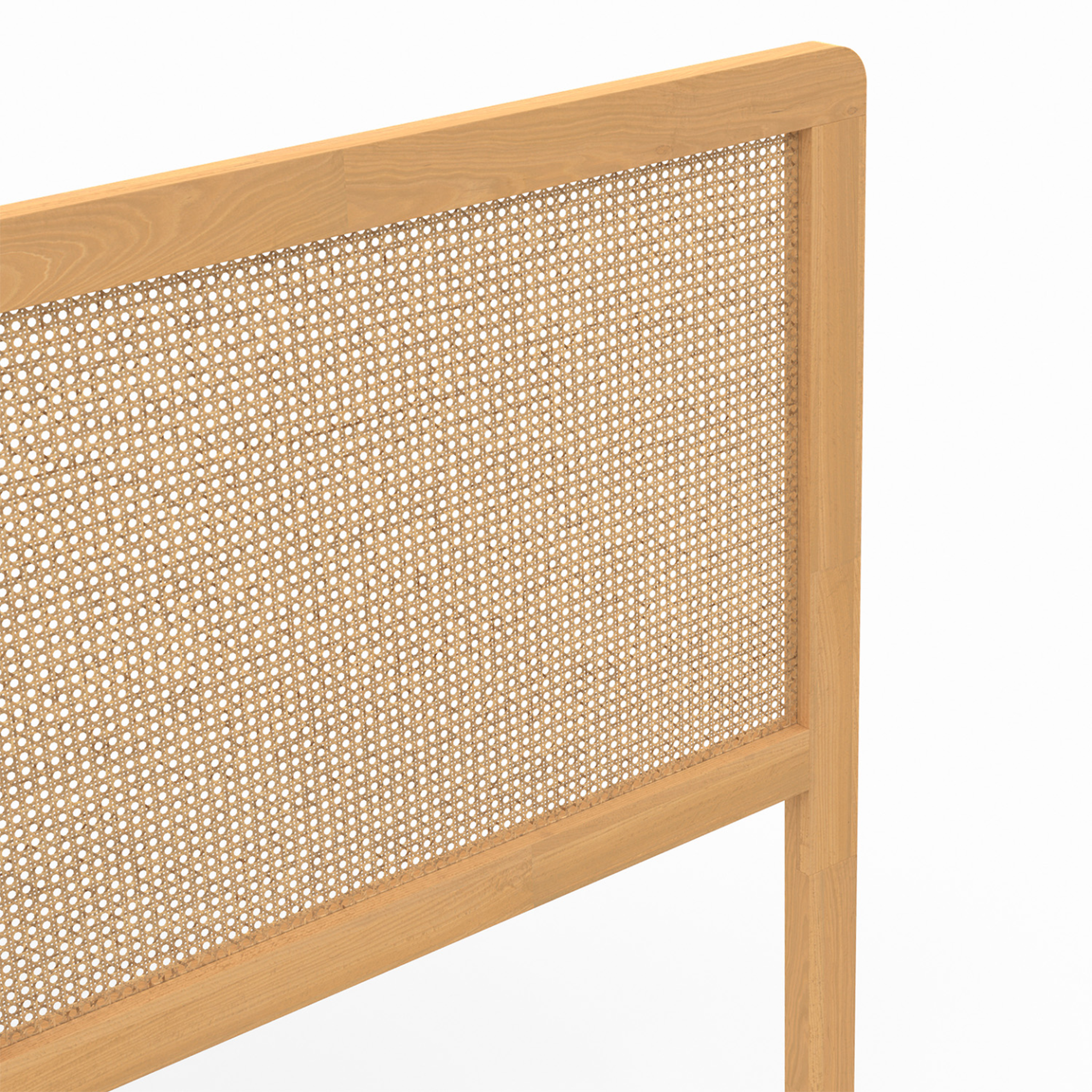 Voir la diapositive 5 : ID MARKET Tête de lit sur pied edhen 160 cm cannage et bois