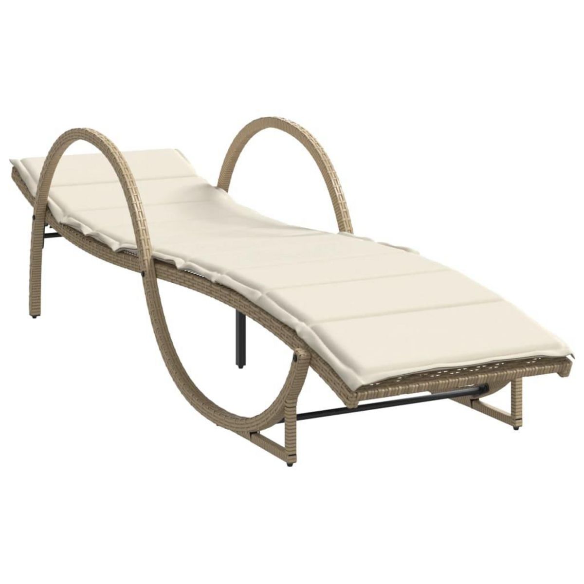 VIDAXL Chaise longue avec coussin beige 60x199x42 cm resine tressee