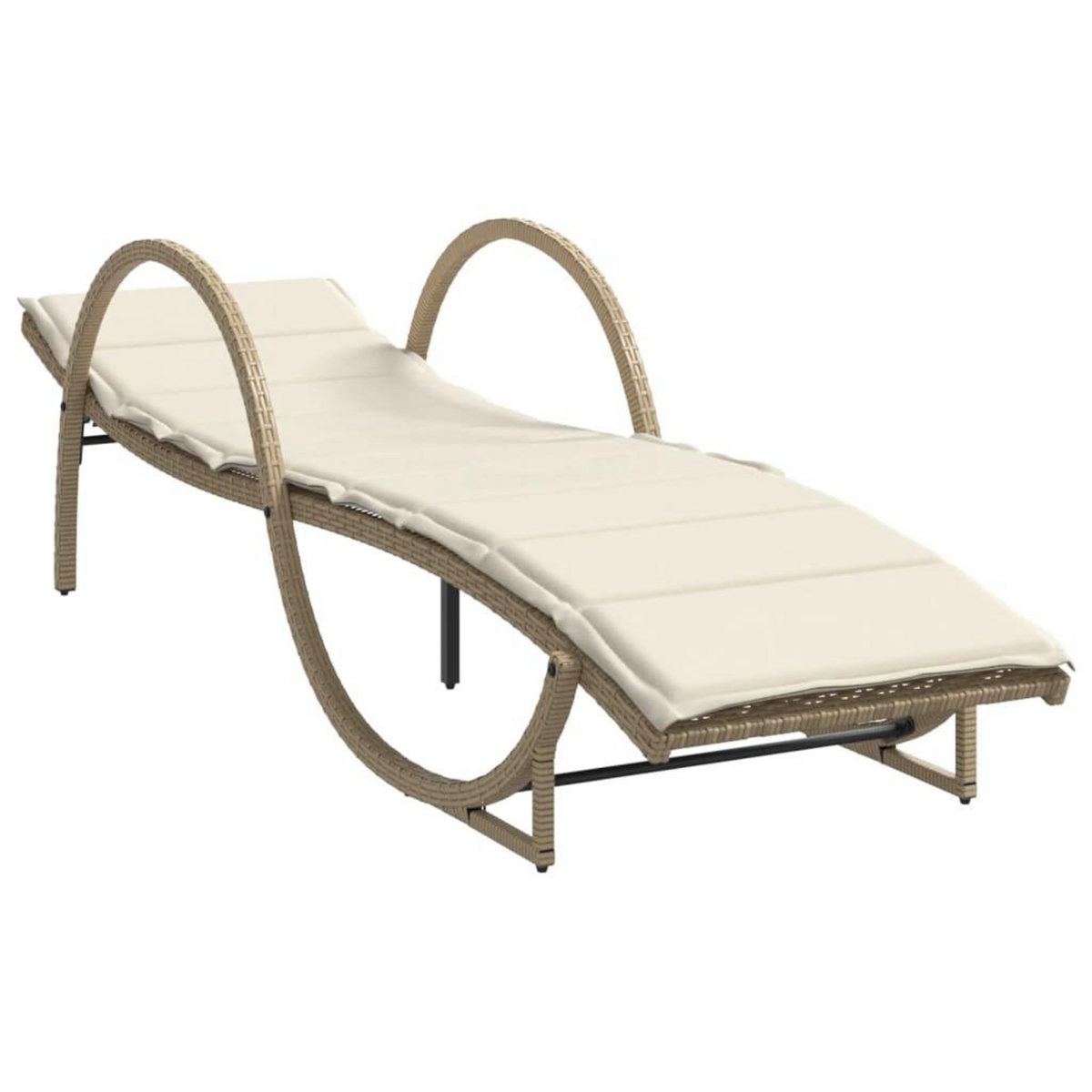 VIDAXL Chaise longue avec coussin beige 60x199x42 cm resine tressee