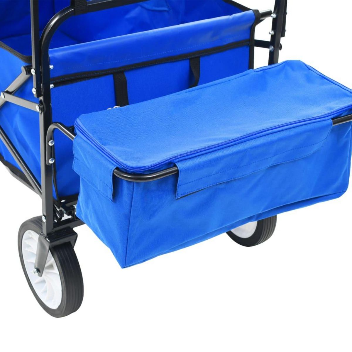 VIDAXL Chariot a main pliable avec toit Acier Bleu