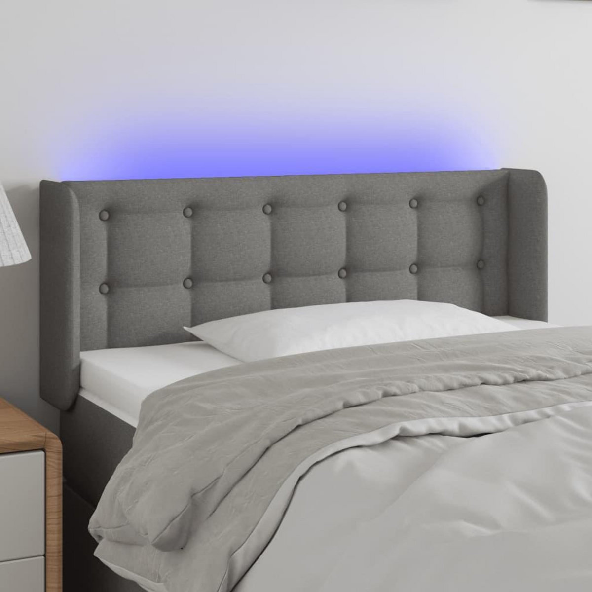 VIDAXL Tete de lit a LED Gris fonce 93x16x78/88 cm Tissu