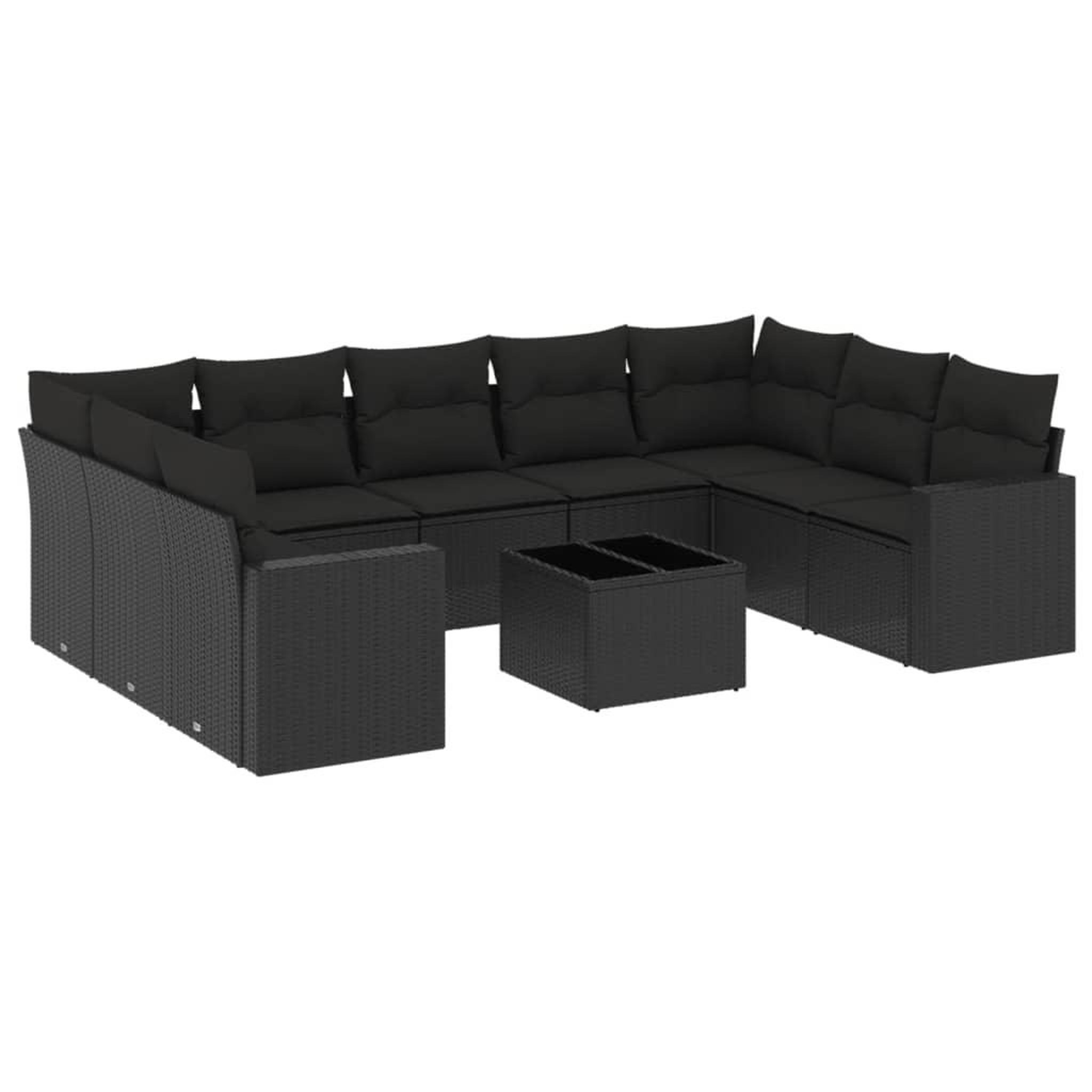 Voir la diapositive 2 : VIDAXL Salon de jardin 10 pcs avec coussins noir resine tressee