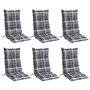 Voir la diapositive 3 : VIDAXL Coussins de chaise a dossier haut lot de 6 motif carreaux gris