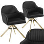 Voir la diapositive 1 : tectake Chaise pivotante en velours rembourrée noir/or Lot de 2