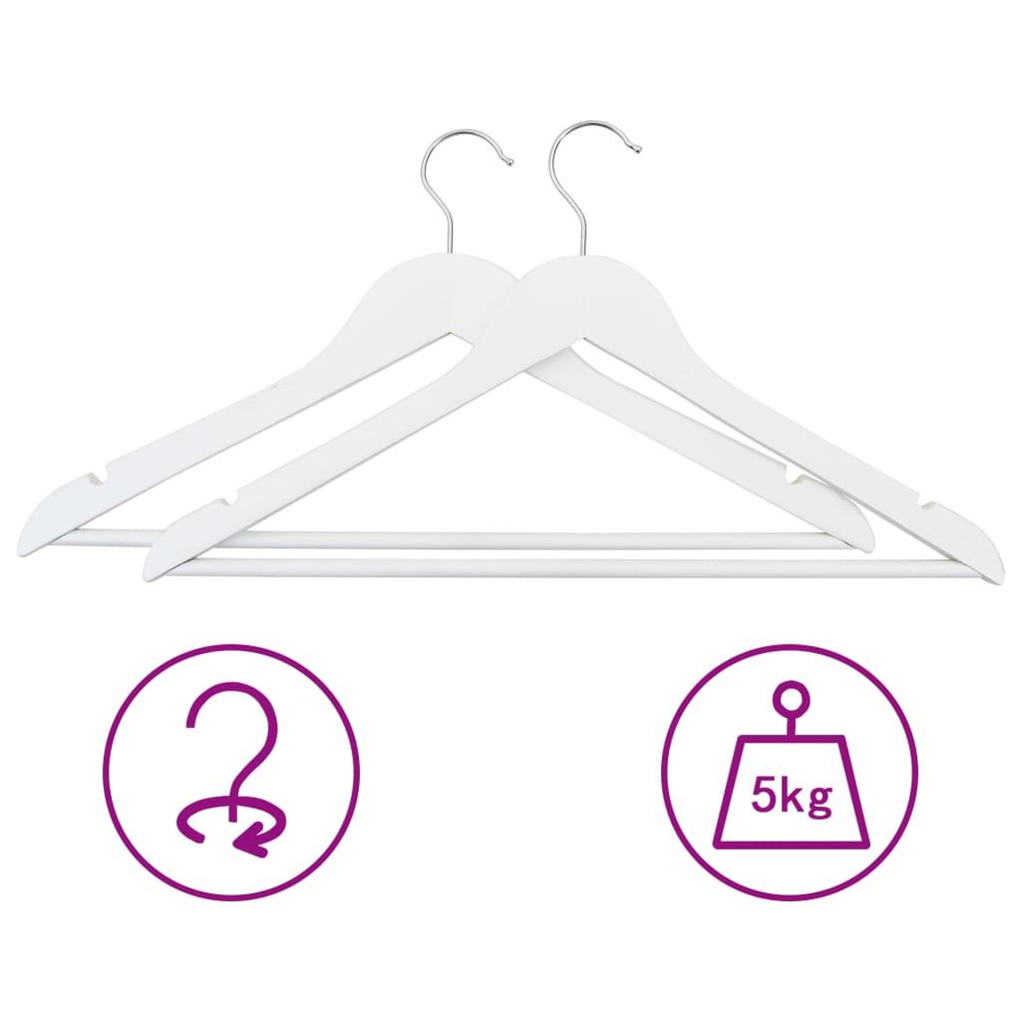 Voir la diapositive 3 : VIDAXL Cintres antiderapants 20 pcs Blanc Bois dur