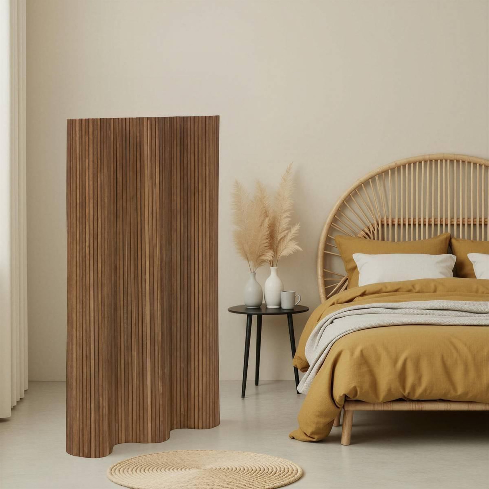 Voir la diapositive 5 : ATMOSPHERA Paravent ondulé en bois  colva  120x170cm marron