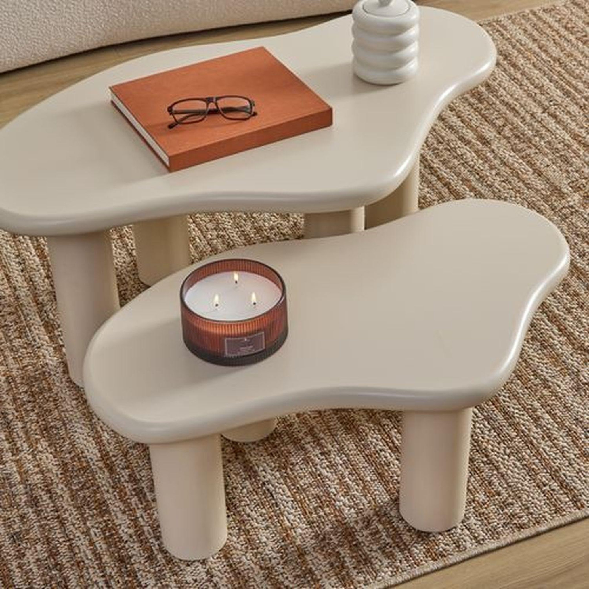 Voir la diapositive 2 : ATMOSPHERA Ensemble de 2 tables gigognes olao - ivoire