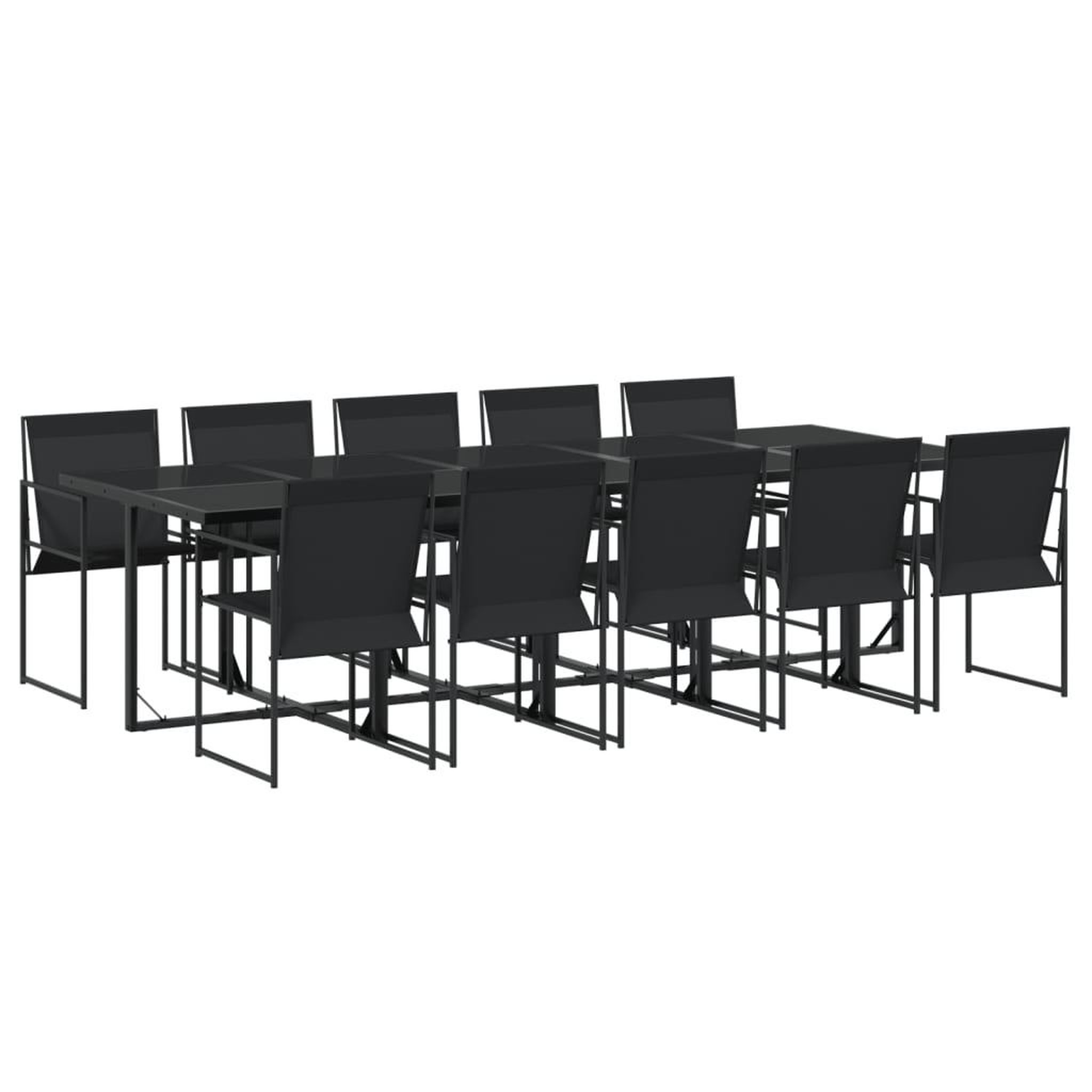 Voir la diapositive 2 : VIDAXL Ensemble a manger de jardin 11 pcs noir textilene