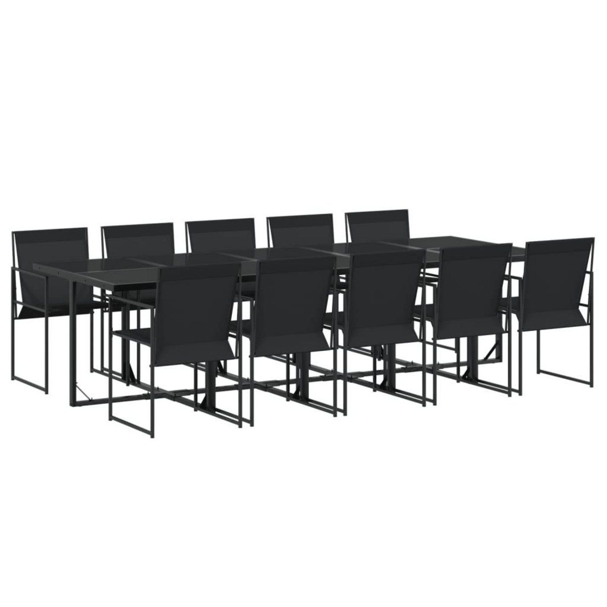 VIDAXL Ensemble a manger de jardin 11 pcs noir textilene