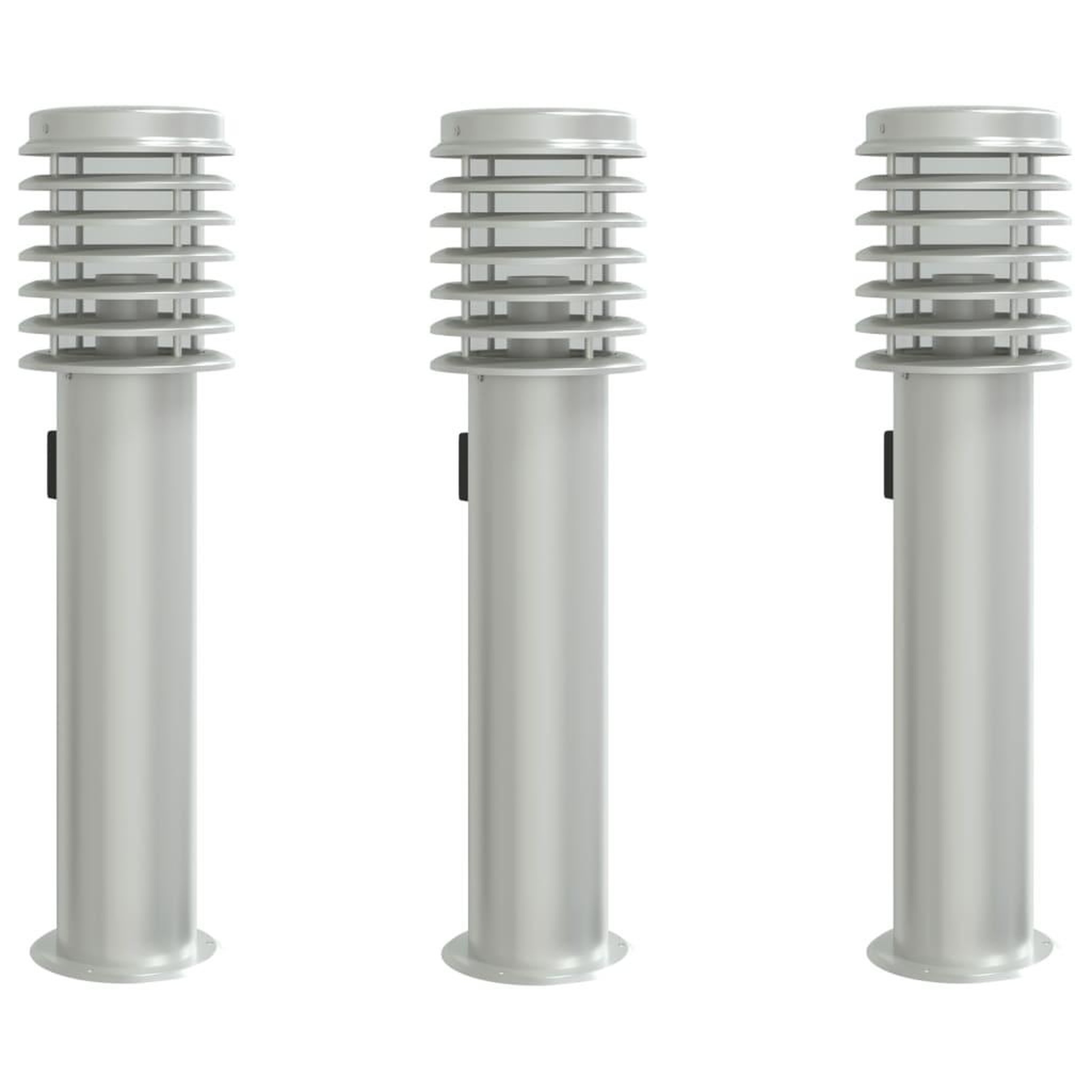 Voir la diapositive 2 : VIDAXL Lampadaires d'exterieur et sortie 3pcs argente acier inoxydable