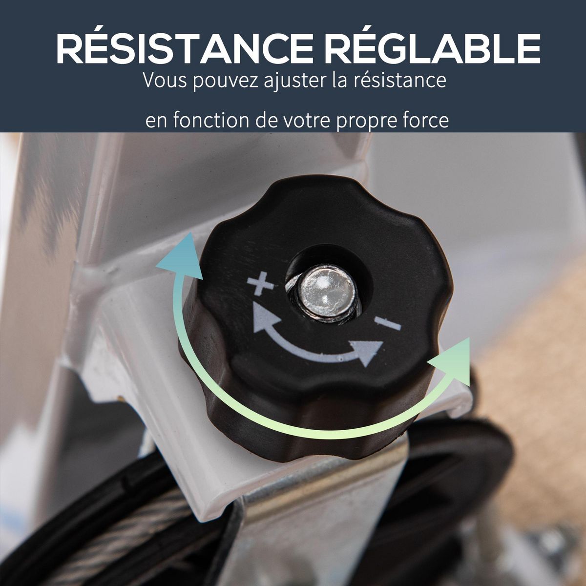 HOMCOM Stepper Fitness avec guidon ergonomique - écran LCD multifonction - résistance réglable - acier blanc bleu noir