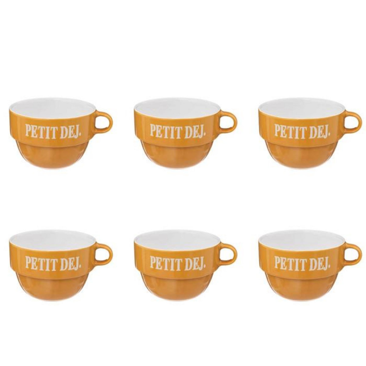 SECRET DE GOURMET Lot de 6 Tasses en Faïence  Colorama  62cl Jaune