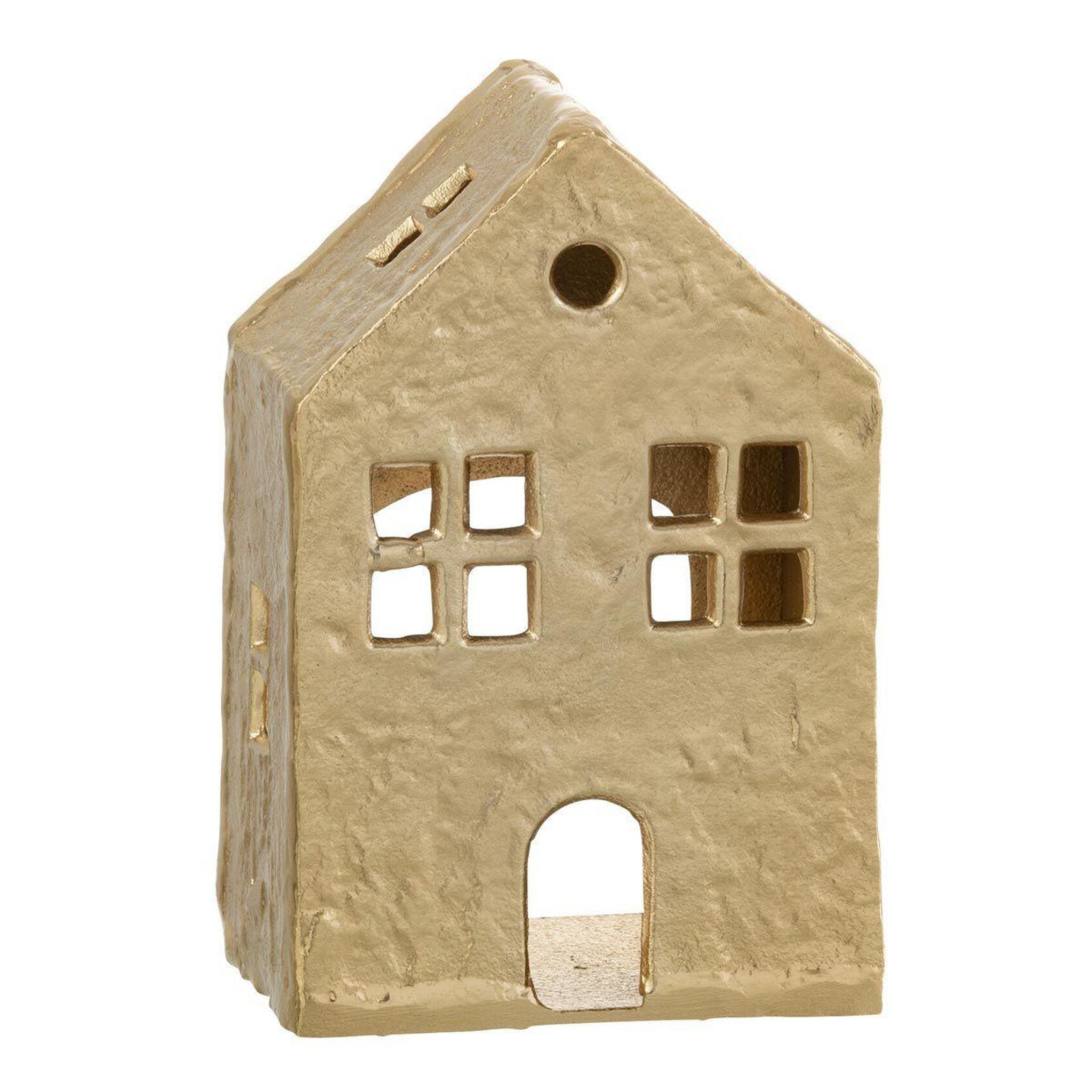 Voir la diapositive 1 : J-LINE Bougeoir déco 1 bougie  maison  19cm or