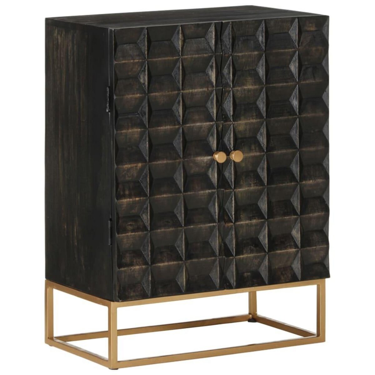 VIDAXL Buffet Noir 55x34x75 cm Bois massif de manguier et fer