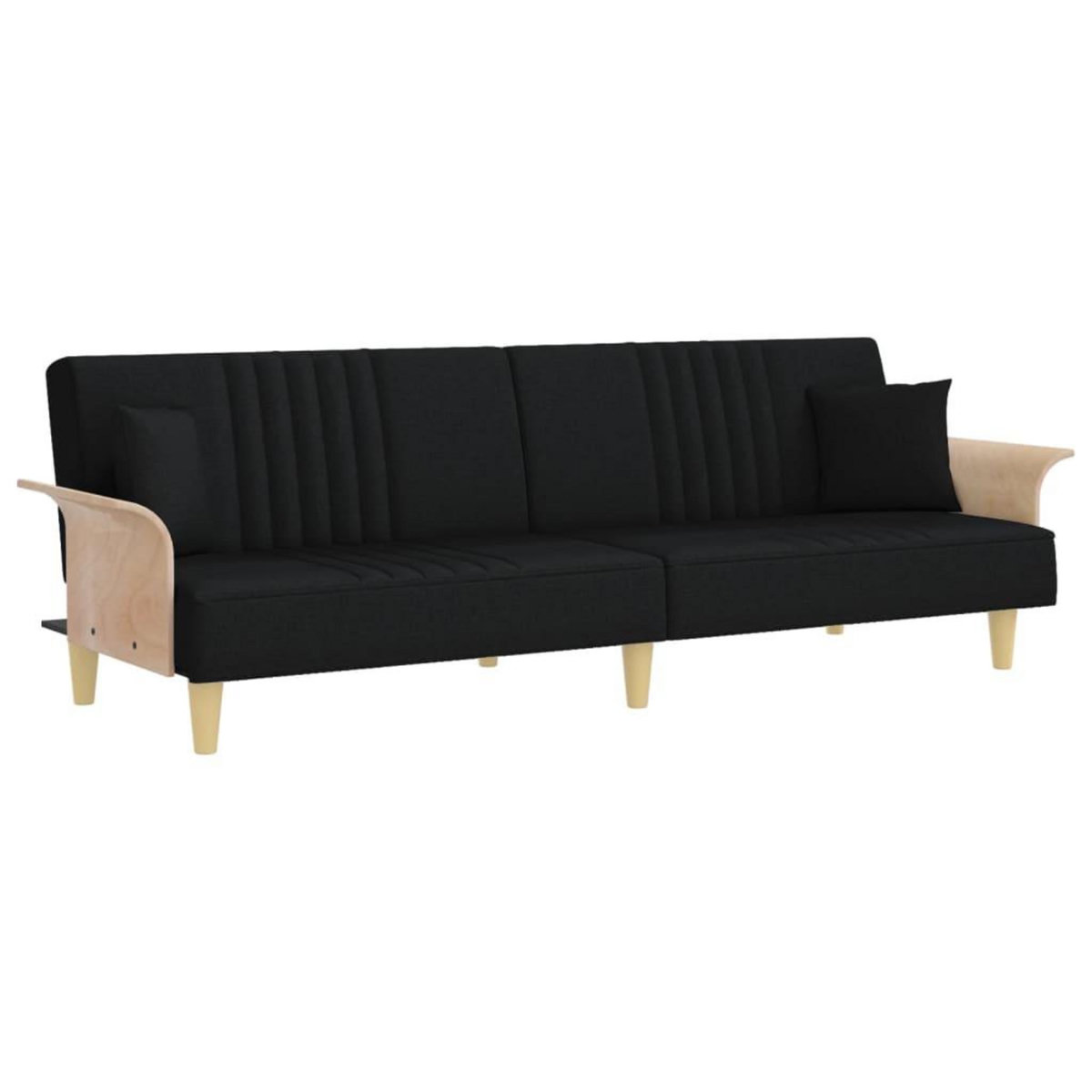 VIDAXL Canape-lit avec accoudoirs noir tissu