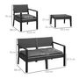 Voir la diapositive 3 : OUTSUNNY Ensemble salon de jardin 4 places 4 pièces design style yachting coussins déhoussables inclus table basse métal époxy résine tressée anthracite