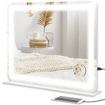 HOMCOM Miroir Lumineux LED tactile intensité 3 modes d'éclairage grossissement 10X charge USB
