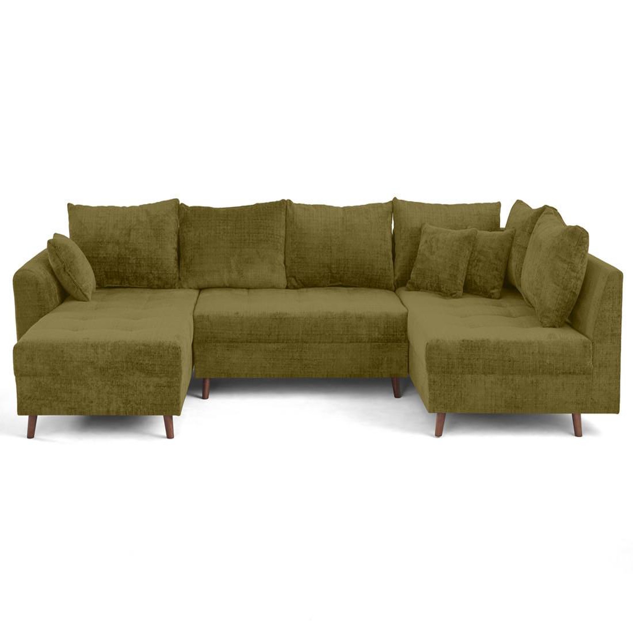 Voir la diapositive 1 : BEST MOBILIER Rune - canapé panoramique d'angle droit 7 places en velours texturé