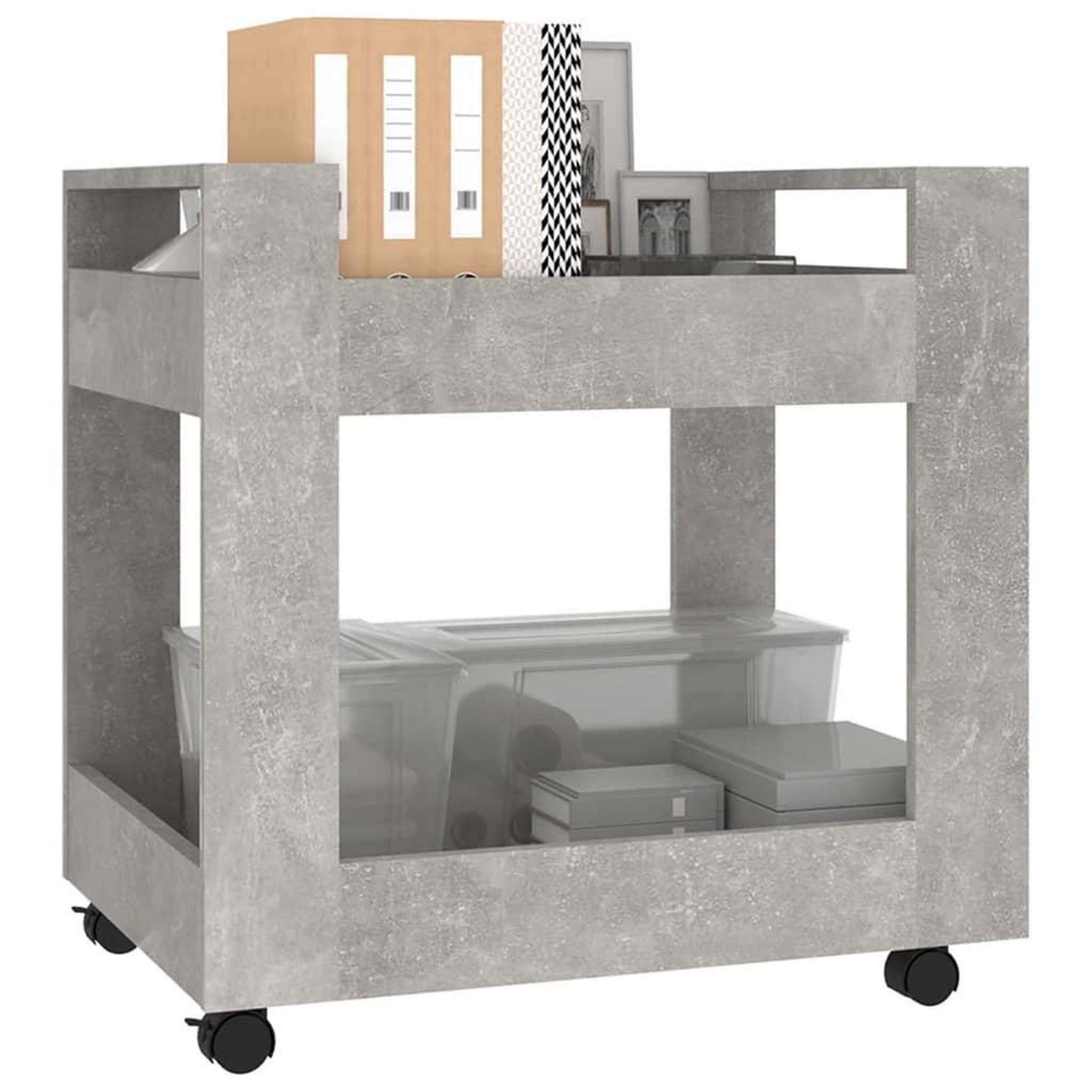 Voir la diapositive 3 : VIDAXL Chariot de bureau Gris beton 60x45x60 cm Bois d'ingenierie
